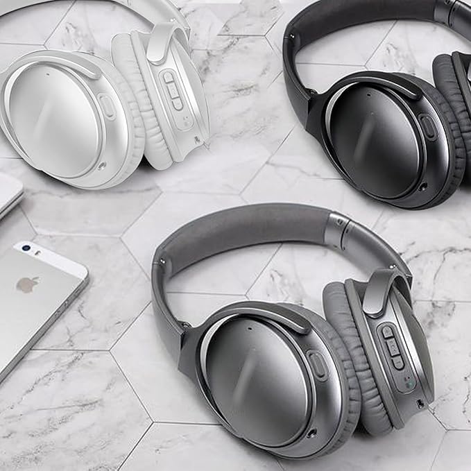 Replacement Ear Pads for Bose QuietComfort 35 35 II 15 25(qc 35 25 15/QC35 ii), Headphone Ear Covers, High Density Memory Cotton, Soft Leather, Adaptive Noise Isolation Headphones Pads Cushions-Grey