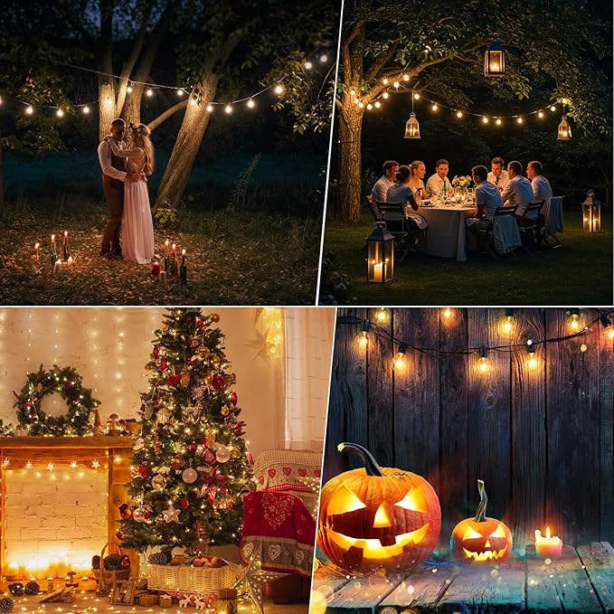 90 Pack LED G40 Replacement Bulbs for String Lights, Shatterproof Plastic Globe Bulb for Indoor Outdoor Patio Decor, E12 Candelabra Socket Base, Warm White
