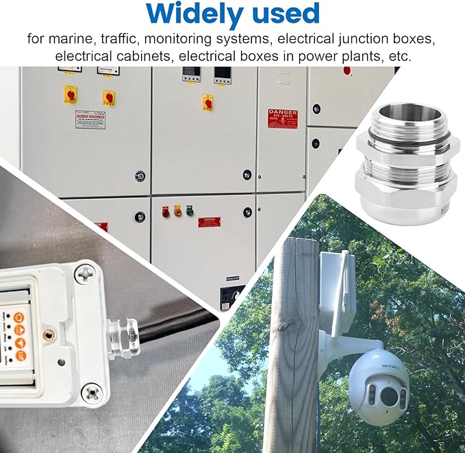 1" NPT Stainless Steel Waterproof Cable Gland, IP68 Waterproof Adjustable Cable Glands, Strain Relief Cord Grip Connectors with Gaskets and Locknut for 18-25mm Cable Diameter