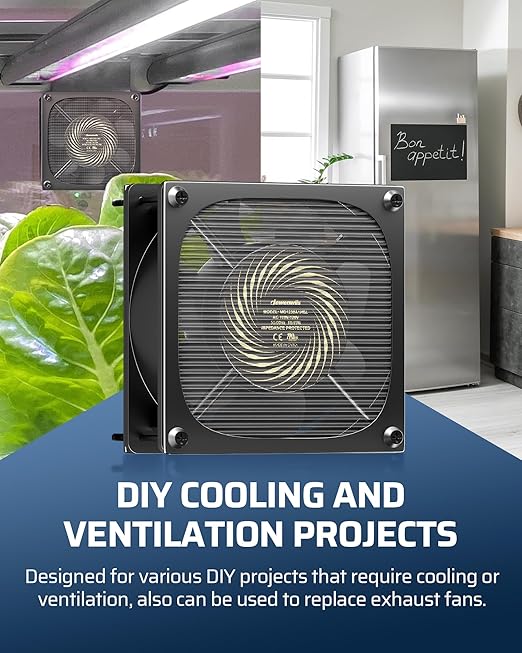 DEWENWILS Exhaust Fan 120V AC, Waterproof Ventilation Fan 30 Mesh Metal Filter, 120mm x 38mm, Dustproof DIY Cooling Fans for Reptile Pet Enclosures Cabinet, 2850RPM 90CFM CE UL Listed, 2 Pack