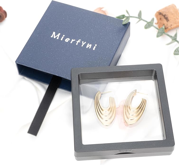Big Chunky Gold Hoop Earrings for Women Trendy 14K Gold Plated Large Thick Gold Hoops