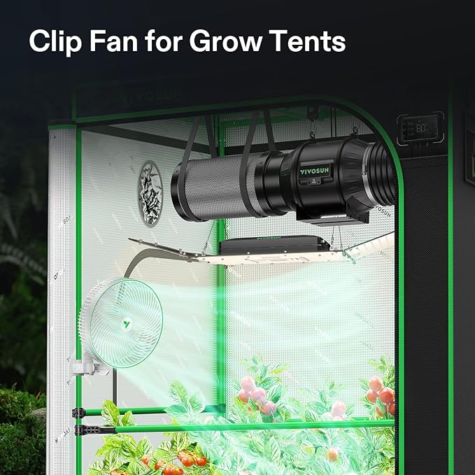 VIVOSUN AeroWave E9 Grow Tent Fan 9", EC Motor, WiFi-Controllable, US Patented Auto Oscillating Clip fan, IP54 Weatherproof, Strong Airflow & Quiet for Hydroponic Ventilation Circulation, White