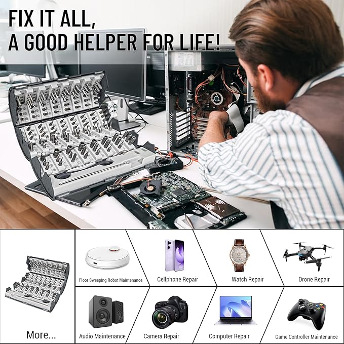 128 in 1 Precision Screwdriver Set,Precision Bit Set,Professional Magnetic Repair Tool Kit with 120 Bits for Electronics, Computer, Laptop, Game Console and Household Appliances