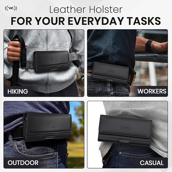Phone Holster for Men with Credit Card Slot, Cell Phone Case, Fits iPhone 17/17 Pro 16/16 Pro 16e 15/15 Pro 14/14 Pro 13/13 Pro 12/12 Pro 11 XR– Belt Clip Carrying Phone Pouch Holder