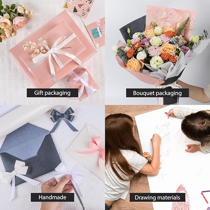 NESCCI Pink Matte Wrapping Paper,Solid Color Pearly-Lustre Paper,Gift Wrapping Paper,Perfect for Wedding,Valentine's Day,Birthday, Christmas,Baby Shower,DIY Bouquet (17 Inches X 32.8 Feet)