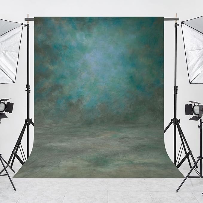 Abstract Professional Photography Backdrop for Portrait Photo Props Booth Background Photoshoot Studio with Polyester Fabric Roller Pocket on Top (8x12,Green,No Stand)
