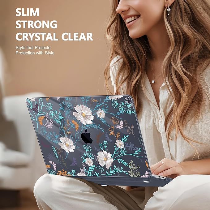 Case for MacBook Pro 13 inch with/Without Touch Bar (2016-2022, M2 A2338 M1 A2289 A2251 A2159 A1989 A1706 A1708), Hard Shell + Keyboard Cover + Dust Plug, Rustic Flowers