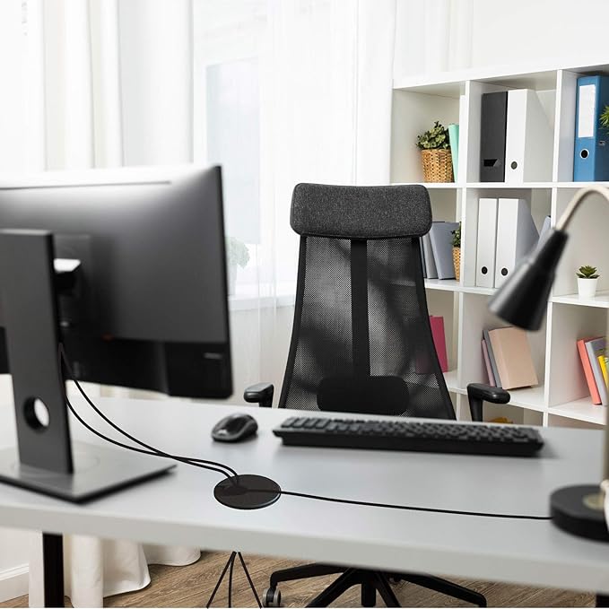 MAHDPRO Desk Grommet 2 Inch (50 mm) Pack of 5-Black ABS Plastic Cable Hole Cover to Arrange Wires & Cords Through Computer Table/Countertops