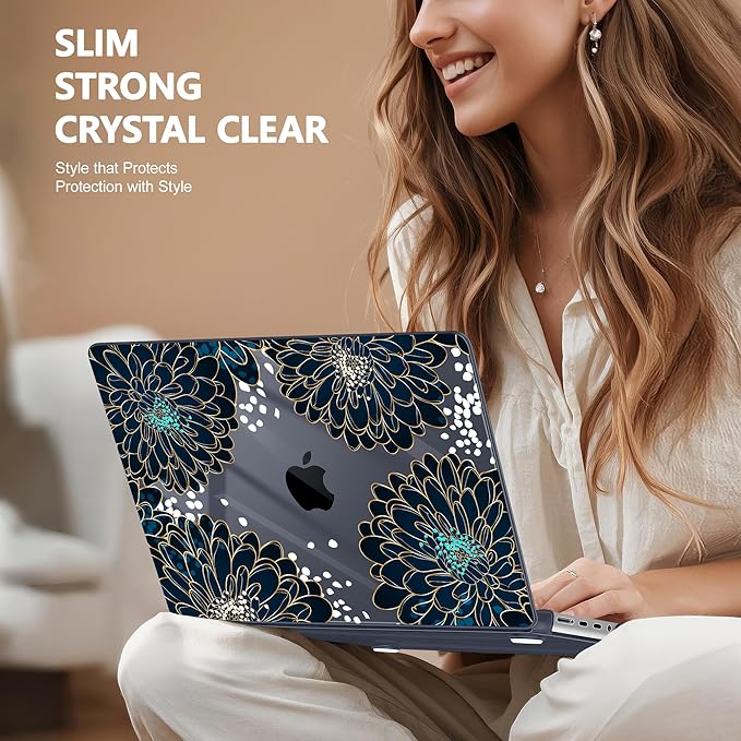 for MacBook Pro 16 inch Case 2021 2022 2023 2024 Release A3186 A3403 M4 A2991 M3 A2780 M2 A2485 M1 Pro/Max, Hard Shell Case with Screen Protector & Keyboard Cover, Luxury Floral