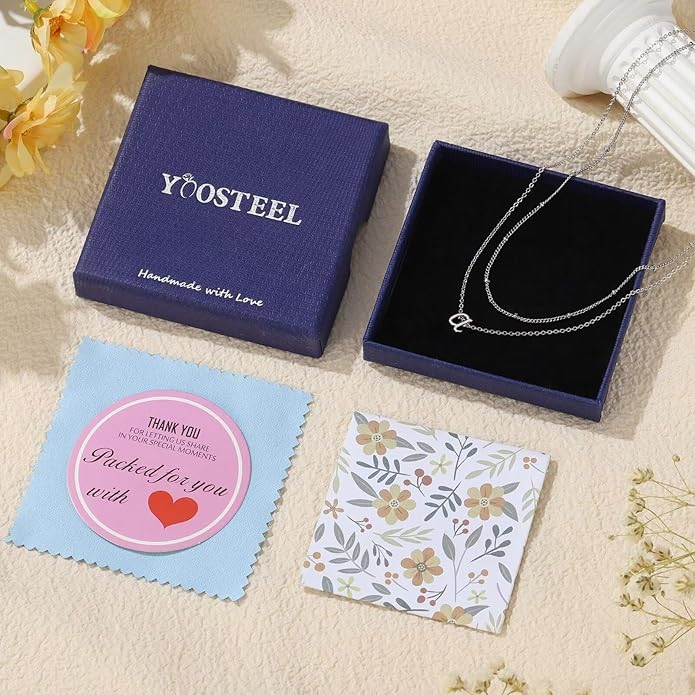 Yoosteel Valentines Gifts for Her Women - Layered Initial Necklaces for Women Trendy 14K Gold Plated Letter A-Z Necklace Gold/Silver Initial Necklace Stack Birthday Gifts for Teen Girls Jewelry