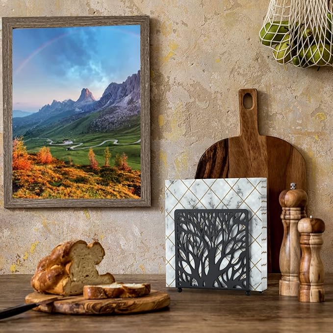 Farmhouse Black Napkin Holder for Tabletop Decor and Kitchen, Metal Table Napkin Holder Stand for Home Restaurant Picnic Party