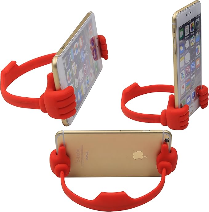 Honsky Cell Phone Stand Holder 2-Pack,Thumbs Up Lazy Phone Stand,Universal Adjustable Flexible Dock for All Phones & Tablets,Cute Stocking Stuffer Gift for Teen Girls,Red