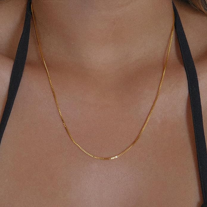 Gold Layered Necklaces for Women, 14K Gold Plated Dainty Gold Chain Choker Necklace Stack, Herringbone Gold Necklaces Set