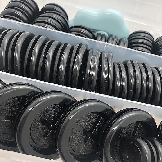 65Pcs Round Rubber Grommets kit 6 Sizes Double Sided Rubber Grommets for Wiring Automotive Rubber Firewall Hole Plug Cable Wire Protection with Retractable Knife(1-1/2" 1-3/16" 1" 7/8" 13/16" 5/8")