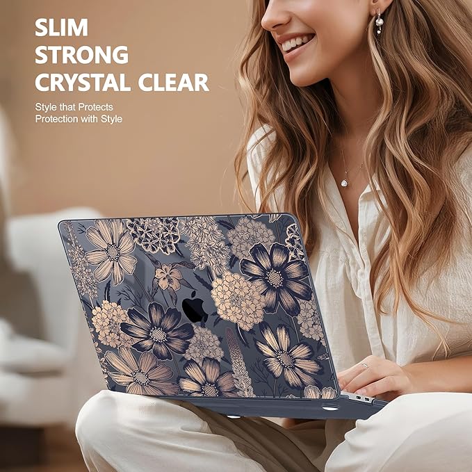 Case for MacBook Pro 13 inch with/Without Touch Bar (2016-2022, M2 A2338 M1 A2289 A2251 A2159 A1989 A1706 A1708), Hard Shell + Keyboard Cover + Dust Plug - Spring Floral