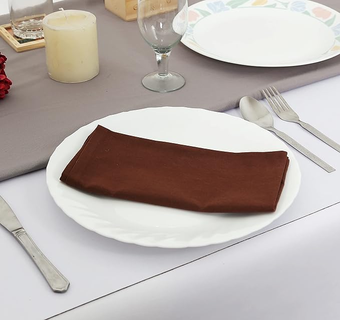 TARAN LIVING Thick Cotton Cloth Napkin Set Christmas Cloth Napkins Washable Dinner Pure Cotton Napkin Set Table Cloth Reusable Perfect and Home Decor - Brown, Set of 12, 18x18 Inch