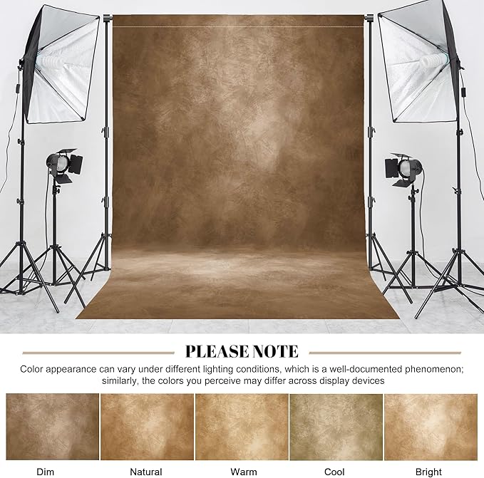 Abstract Professional Photography Backdrop for Portrait Photo Props Booth Background Photoshoot Studio with Ployester Fabric Roller Pocket on Top (8x10ft, Dark Brown,No Stand)