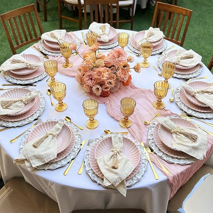 6 Pack Blush Pink Cheesecloth Table Runner 10FT Boho Cheese Cloths Gauze Fabric Table Runners 120 Inch Rustic Sheer for Wedding Birthday Party Baby Shower Centerpiece Home Decorations