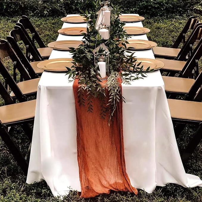 12 Pack Fall Table Runner Terracotta Cheesecloth Table Runner 10FT Boho Cheese Cloths Gauze Fabric 120 Inch Rustic for Thanksgiving Wedding Birthday Party Baby Shower Decorations