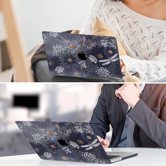 TWOLSKOO for M4 MacBook Air 13.6 inch Case 2025-2022 Release M4 A3240 M3 A3113 M2 A2681, Plastic Hard Shell & Screen Protector & Keyboard Cover & Trackpad Film, Wild Flower