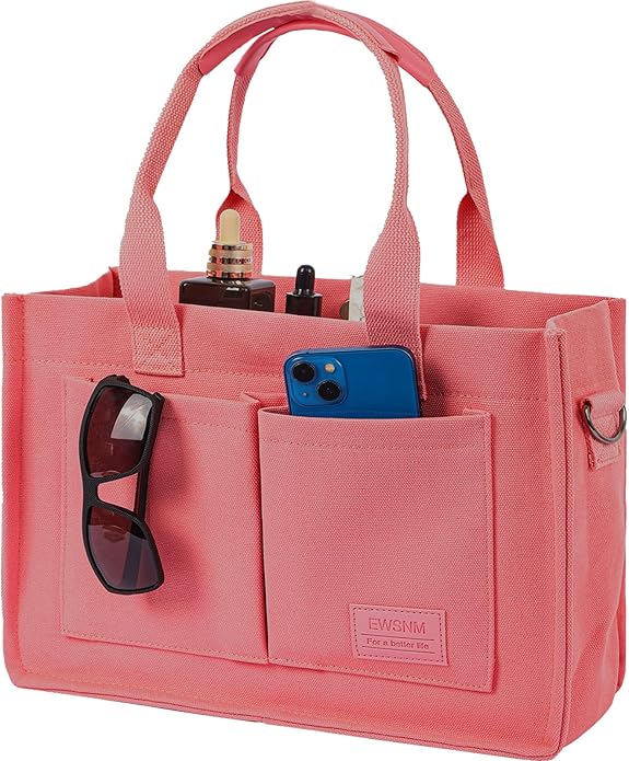 Canvas Tote Bag for Women, Large Laptop Travel Tote Handbag Totes with Crossbody Shoulder Teachers Reusable Grocery Bags