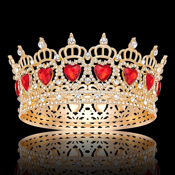Queen Crown Wedding Rhinestone Heart Crowns and Tiaras for Women Costume Party Hair Accessories Princess BirthdayCrown Crystal Bridal Crown