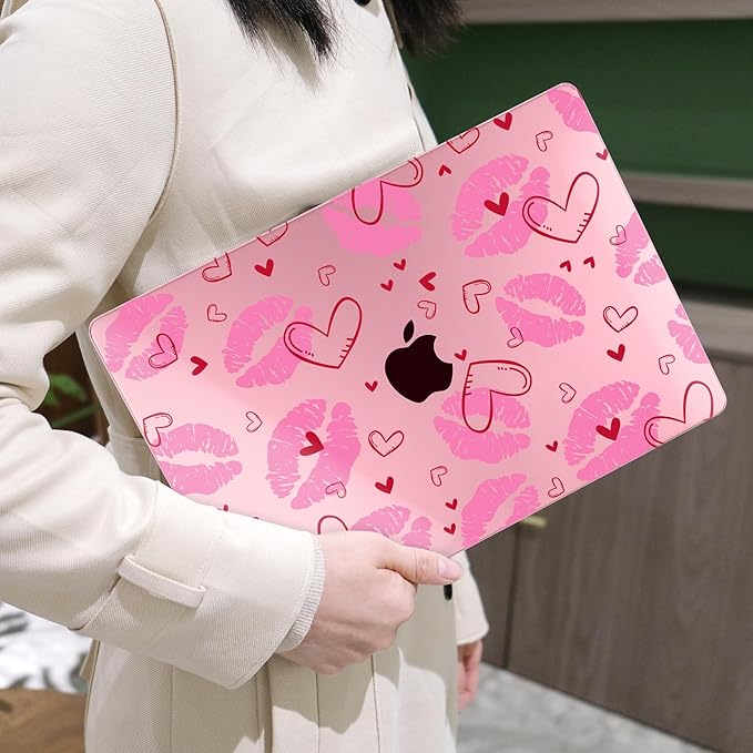 MEEgoodo Case for MacBook Air M4/M3/M2 13.6 inch 2025 2024 2022, Fit Model A3240 A3113 A2681, Compatible with MacBook Air 13 inch, Laptop Hard Shell Case with Keyboard Cover, Cute Kiss & Love