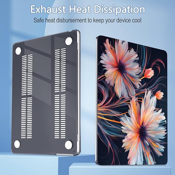 Mektron Compatible with M4 MacBook Air 15 inch Case 2025 A3241 2024 2023 M3 A3114 A2941 M2 Liquid Retina Display Touch ID, Plastic Hard Case & Keyboard Skin & Screen Protector - Floral C337