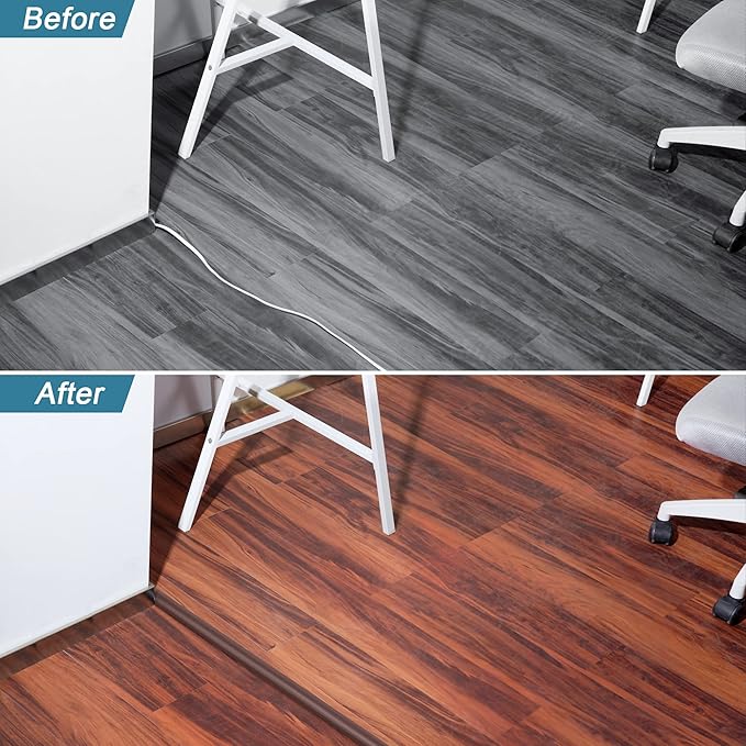 5.5FT Floor Cord Cover, Brown Soft Cable Cover Floor, Large Size Extension Cord Covers for Floor, Power Cord Protector Floor Wire Cover - Cord Channel Diameter: 0.7" (W) x 0.4" (H)