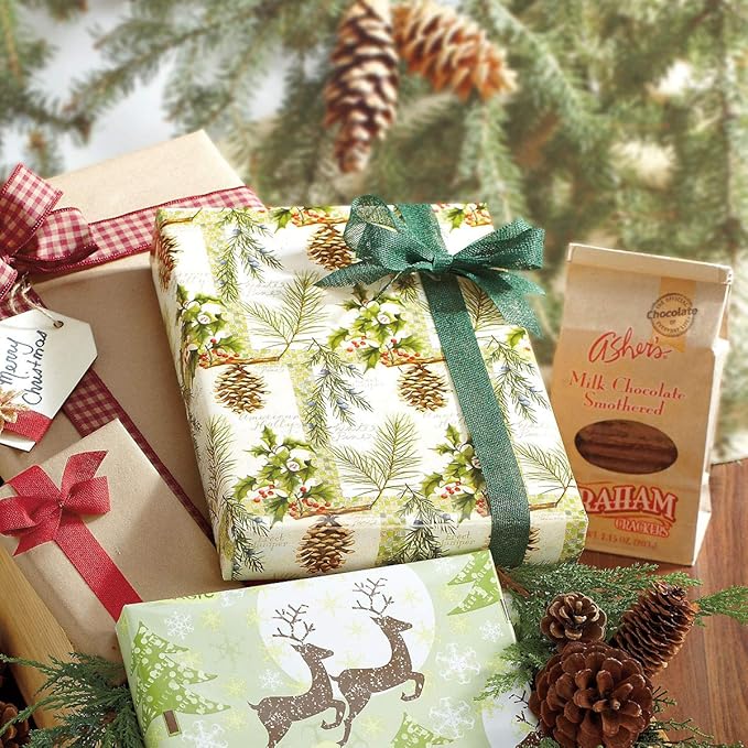 Current Botanical Windows Christmas Rolled Wrapping Paper - Premium Jumbo 23-Inch x 32-Foot Gift Wrap Roll, 61 Square Feet Total