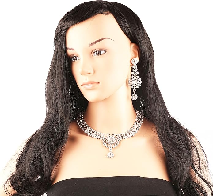 Touchstone Indian jewelry sets for women gold wedding tikka necklace set guest costume fancy bridal jewellery rhinestone crystal elegant formal prom evening wear dainty accessories