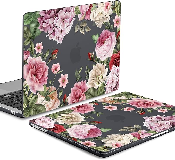 Batianda Premium Case for New MacBook Air 15 inch 2025 M4 2024 2023 with M3 M2 Chip Model A3241/A3114/A2941, Designed Protective Plastic Hardshell & Keyboard Cover & Screen Protector, Peony