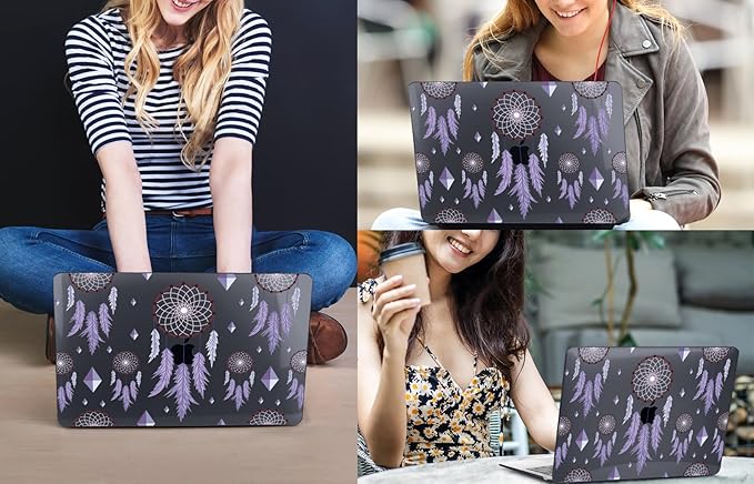 CISSOOK Compatible with MacBook Air 13 inch 2021 2020 2019 2018 Release M1 Chip A2337 A2179 A1932, Plastic Black Hard Shell Protective Cover for MacBook Air 13 Retina with Touch ID, Dream Catcher