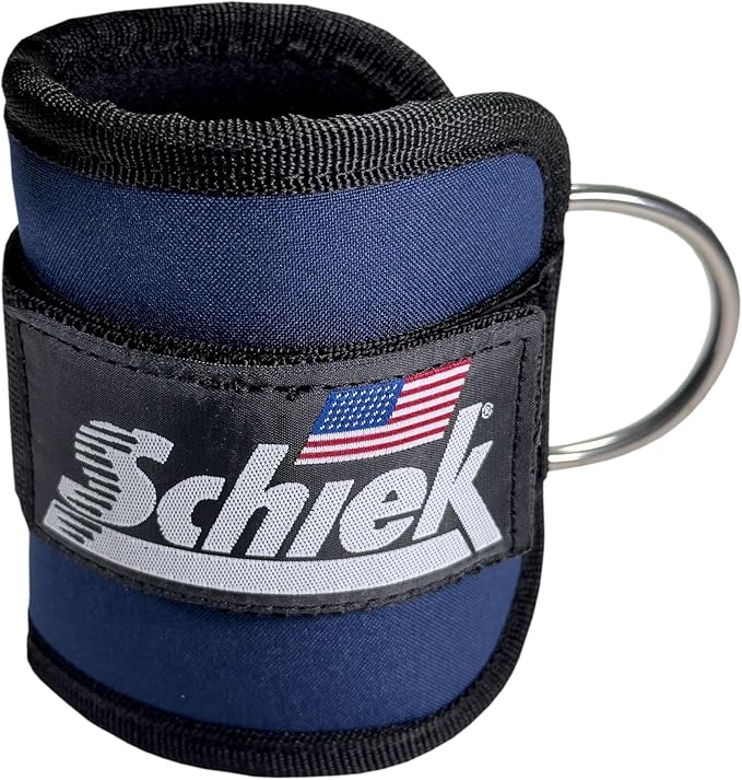 Schiek Sports 1707 Ankle Cuffs - Ideal for Glute Kickbacks and Cable Machine Workouts - Durable and Built To Last