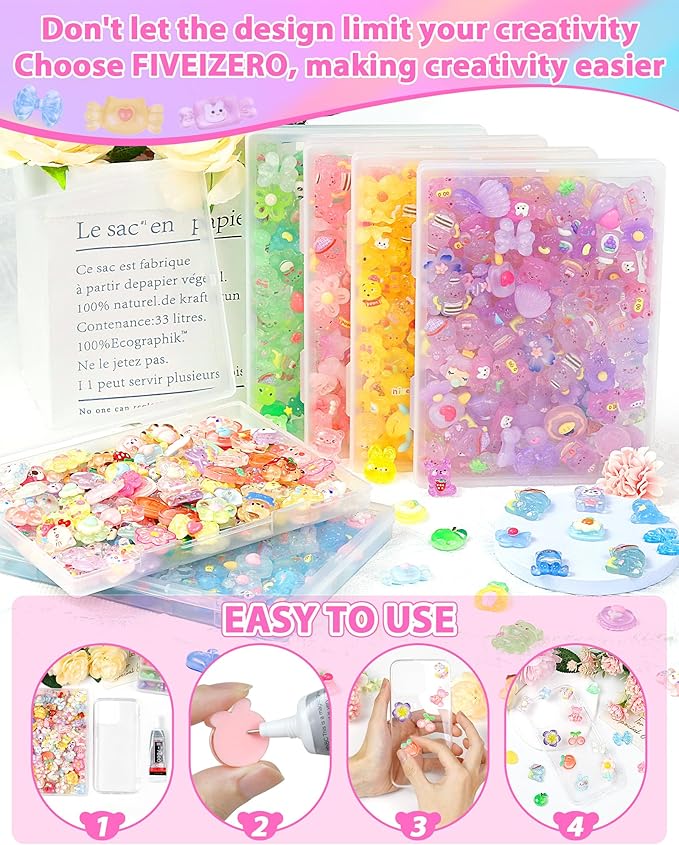 FIVEIZERO 100PCS Cute Slime Charms Bulk Set – Kawaii Flatback Resin Charms for Crafts, Mini Decoden Acrylic Embellishments for Phone Junk Cases, Scrapbooking & DIY Decoration (Pink)