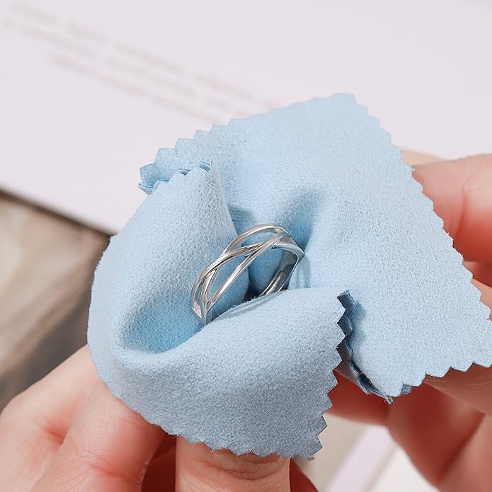 OOOPEL Sterling Silver Adjustable Ring S925 Silver Rings for Women Cubic Zirconia Twist Love Knot Dainty Ring Silver Minimalist Open Finger Rings Silver Thumb Sterling Silver Ring