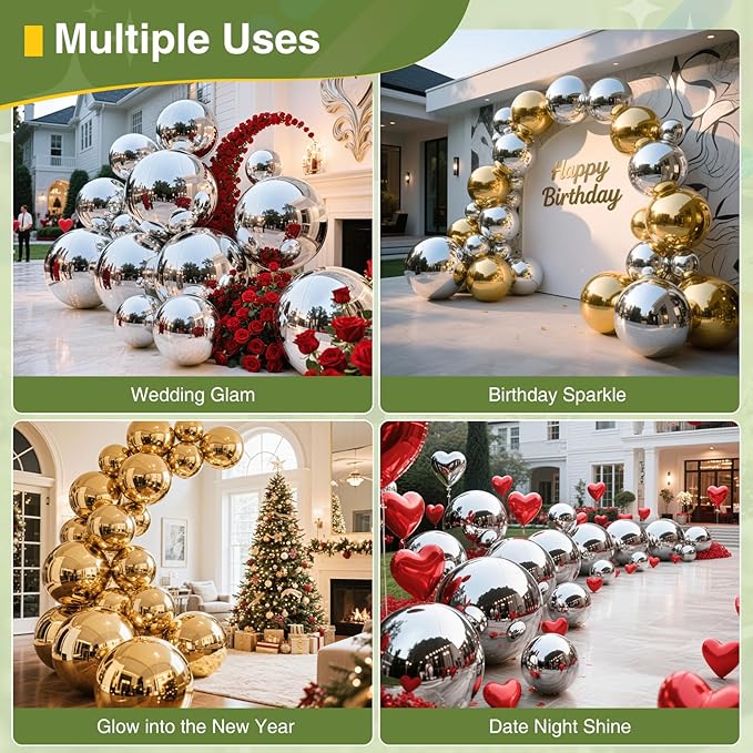 Inflatable Mirror Ball,Reusable Mirror Ball Large Event Decoration PVC Disco Ball for Party, Concerts, Stage, Wedding Decorations - No Pump Included (Silver, 1pcs:0.5m)