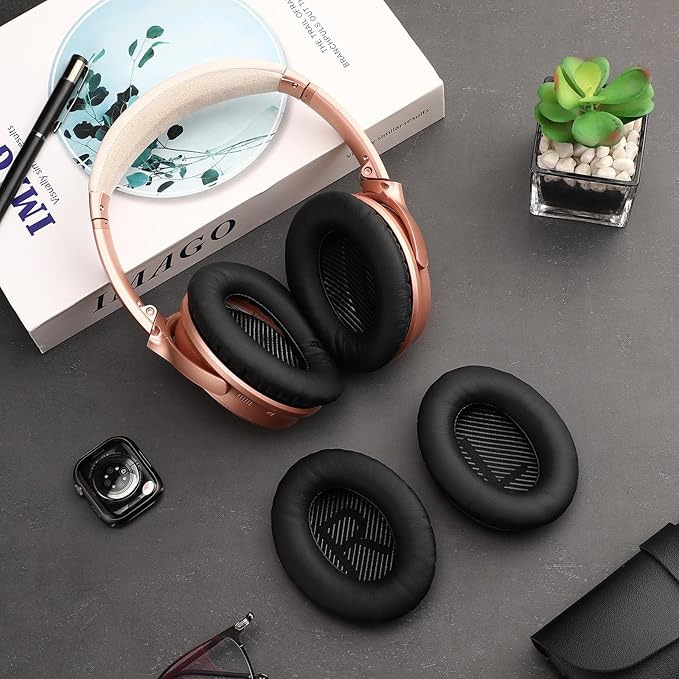 Damex Ear Cushions for Bose qc35 ii Replacement Ear Pads, Compatible with Bose QuietComfort 35 Replacement earpads, Increased Stitching,no Breakage, Protein Leather, Softly. (Black)
