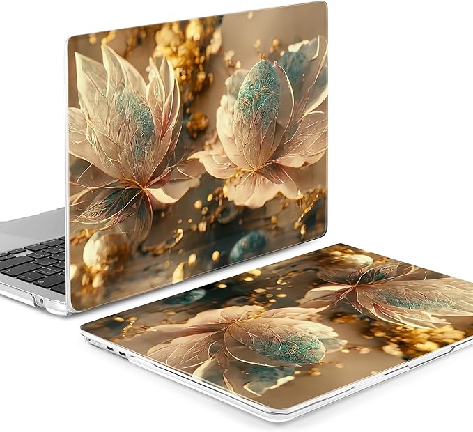 Batianda Premium Case for New MacBook Air 15 inch 2025 M4 2024 2023 with M3 M2 Chip Model A3114 A2941, Designed Protective Plastic Hardshell & Keyboard Cover & Screen Protector, 3D Flower