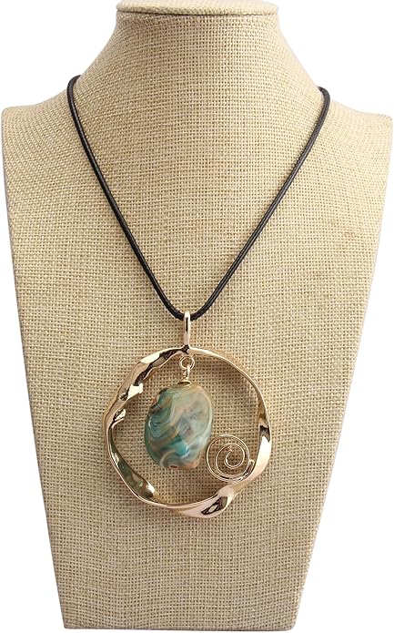 GelConnie Boho Necklaces for Women Vintage Silver Circles Long Pendant Necklace Cowgirl Sweater Necklace Adjustable Leather Choker Necklace for Women