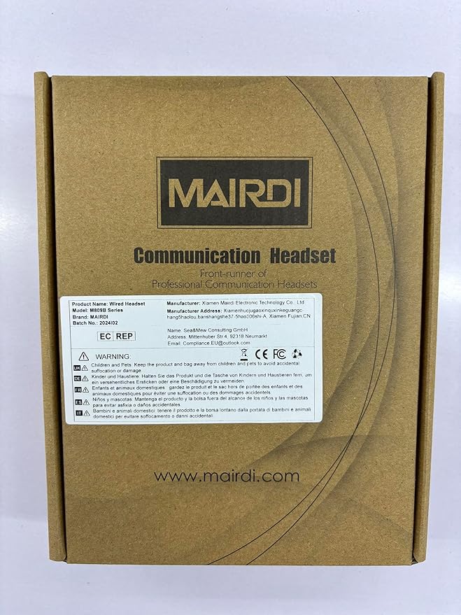 MAIRDI Telephone Headset with RJ9 & 3.5mm Jack for Office Landline Deskphone Cell Phone PC Laptop, Call Center Phone Headset with Microphone, Works for Cisco 7941 7965 6941 7861 8961