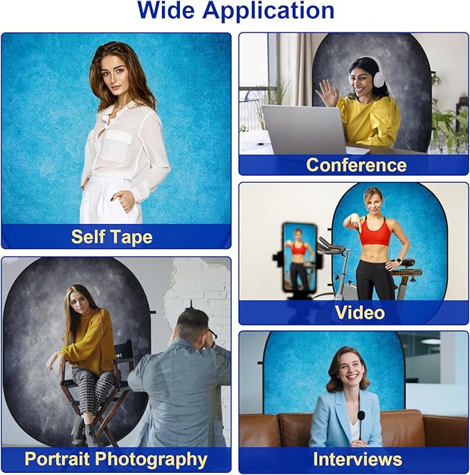 Kate 5x6.5ft Collapsible Backdorp Pop Up Backdorps,Double Sided Blue Screen and Gray Screen, 2 in 1 Collapsible and Reversible Background for Photography, YouTube Videos,and Live Streaming