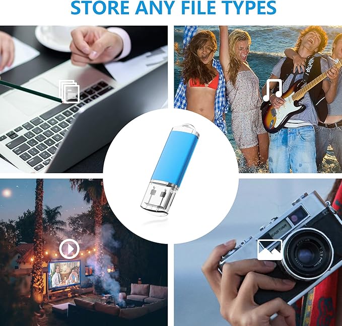 KOOTION Flash Drive 8GB 10 Pack USB 2.0 Thumb Drive Capped Memory Stick Jump Drive, Blue