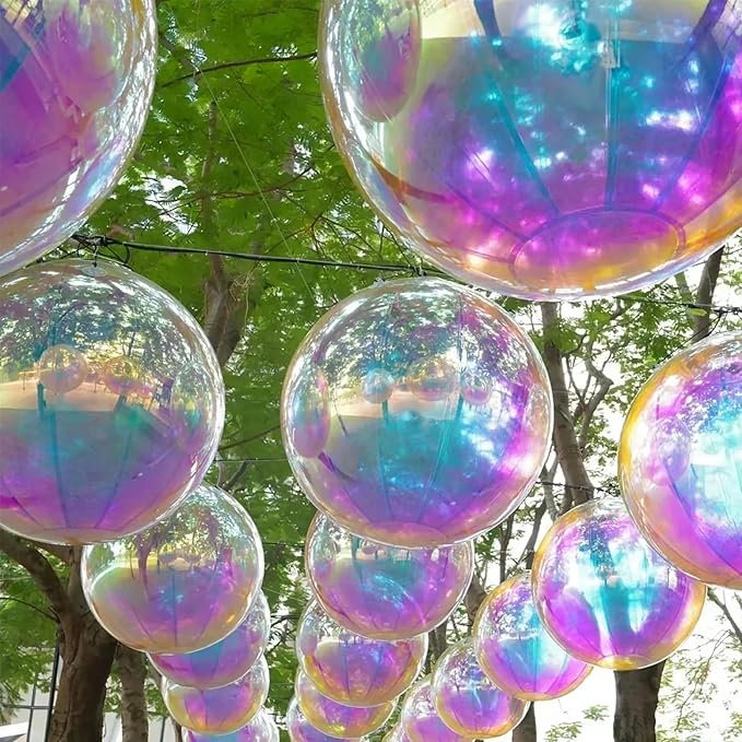 59in Inflatable Mirror Ball,Shiny Inflatable Ball Silver/Gold/Iridescent, PVC Hanging Large Disco Balls Decor for Party, Concerts, Stage, Wedding Decoration (1 Piece,Without Air Pump)