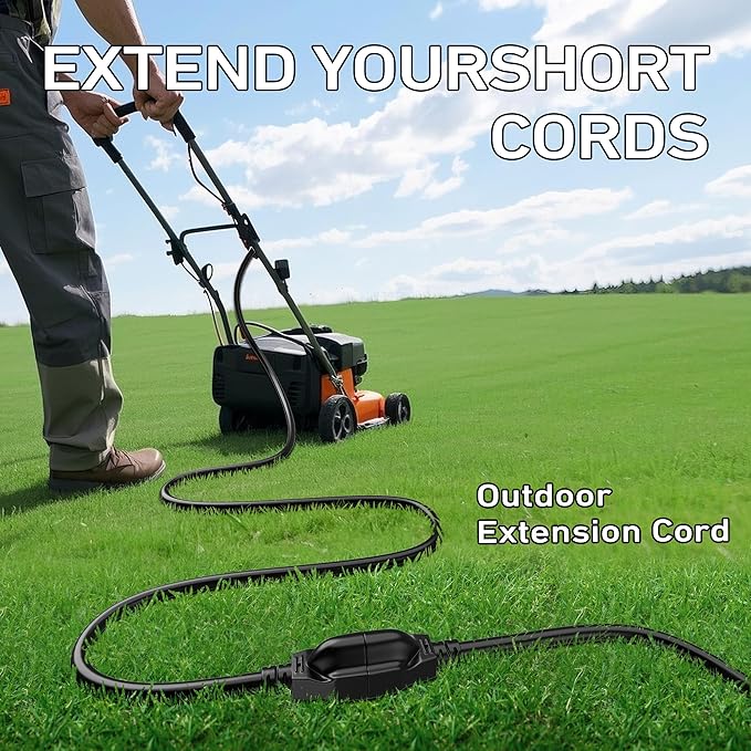 LUCKY TL Indoor Outdoor Extension Cord, 16/3 Gauge Black Long Extension Cord 50ft, Waterproof Flexible Case, Made of Pure Copper, 13A 1625W 16AWG SJTW, 3 Prong Heavy Duty Wire, ETL
