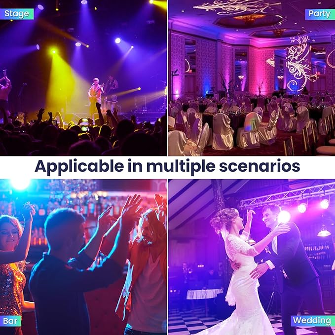 Big Dipper LED Stage Lights Par Lights 18×18W RGB+Amber+Lime+UV 6in1 Bright Lighting with Strobe/Wash Effect DMX512 Sound-Activated for Event Concert Club Church 4 Pack
