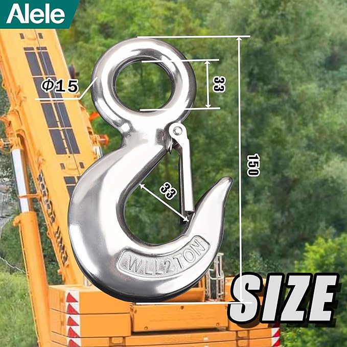 Alele Grab Hooks,2T Crane Scale,Slip Hooks,Stainless Steel Heavy Duty Lifting Hook Rigging Accessory (Grab Hooks 2000kg)