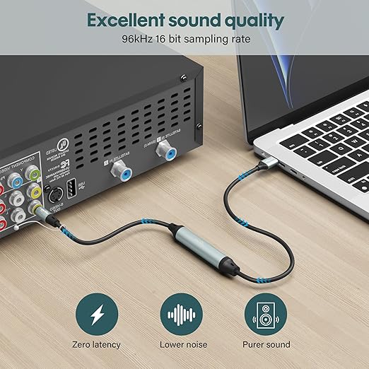 Adoreen Unidirectional USB A 2.0 to Toslink Digital Optical Audio Cable 15 Ft, USB Male to SPDIF Port Male Fiber Optic Adapter, for Windows Mac PS5/PS4 Laptop, NOT for TV-NOT Toslink to USB-A