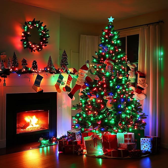 Joomer Mini Christmas String Lights - 19.5FT 100 LED Plug-in String Light, Connectable Waterproof Fairy Lights for Indoor Outdoor Decor, Patio, Home, Garden,Holiday,Christmas Decoration - Red