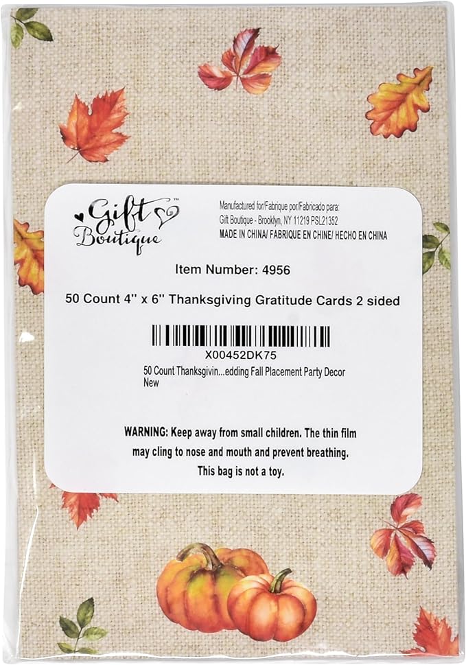 50 Pcs Thanksgiving Place Cards - Fill-in Gratitude Cards for Autumn Dinner, Fall Party, Wedding, Harvest Decor, I Am Thankful For, Fall Table Setting